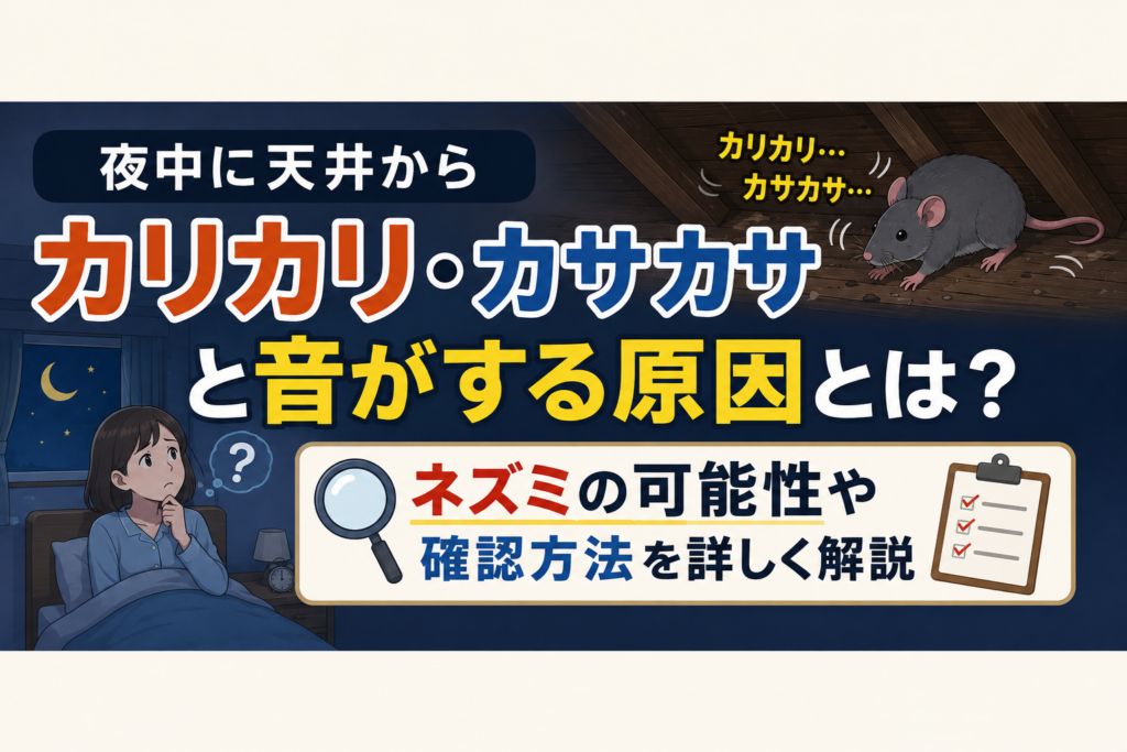 夜中に天井からカリカリ・カサカサと音がする原因とは？