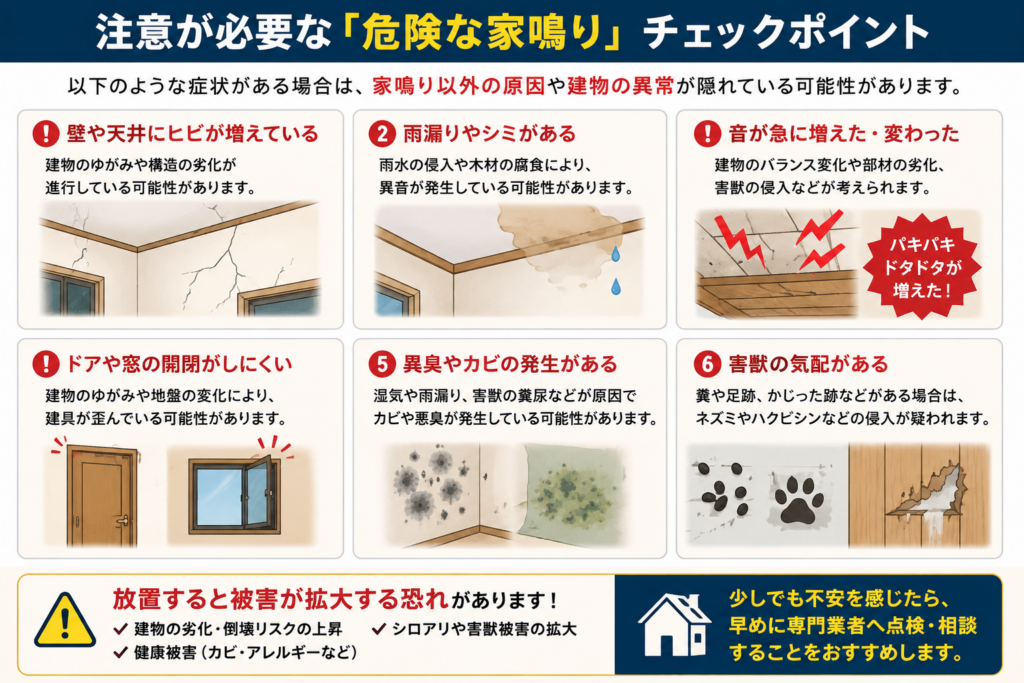 危険な家鳴りのチェックポイント