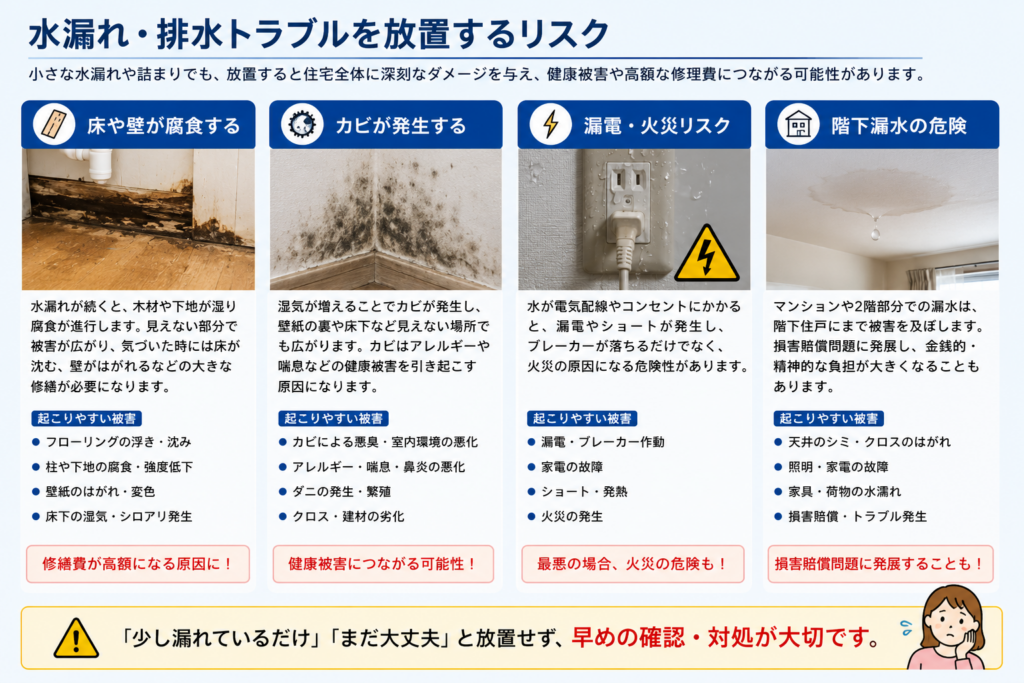 水漏れ・排水トラブルを放置するリスク