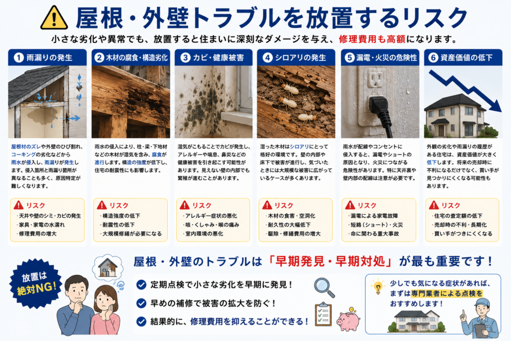 屋根・外壁トラブルを放置するリスク