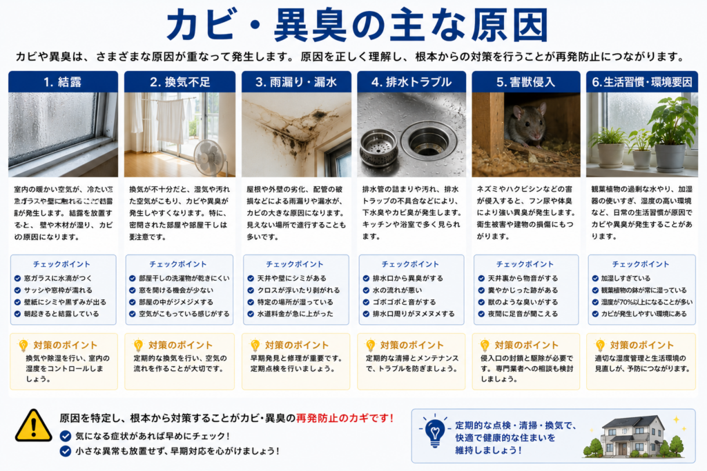 カビ・異臭の主な原因