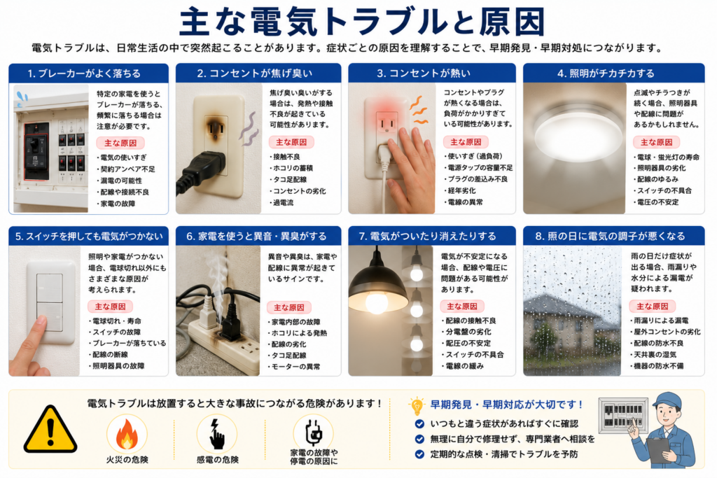 主な電気トラブルと原因
