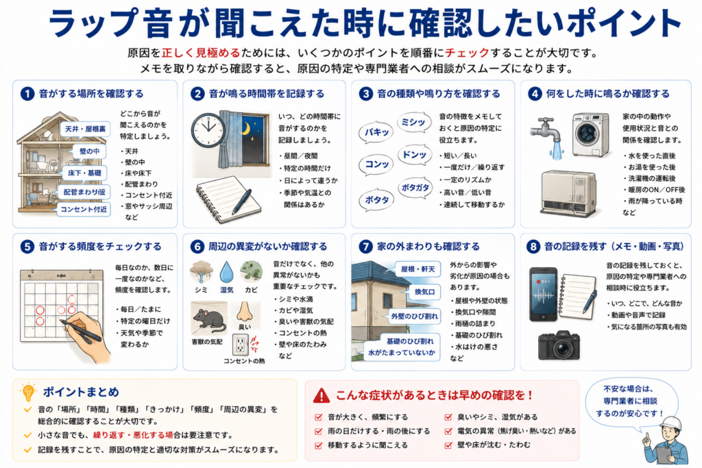 ラップ音が聞こえたときに確認したいポイント