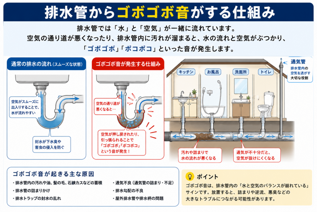 排水管からゴボゴボ音がする仕組み