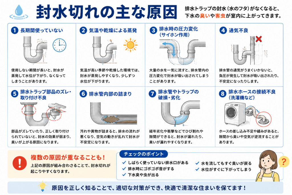 封水切れの主な原因