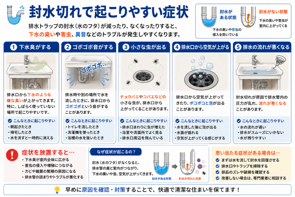 封水切れで起こりやすい症状