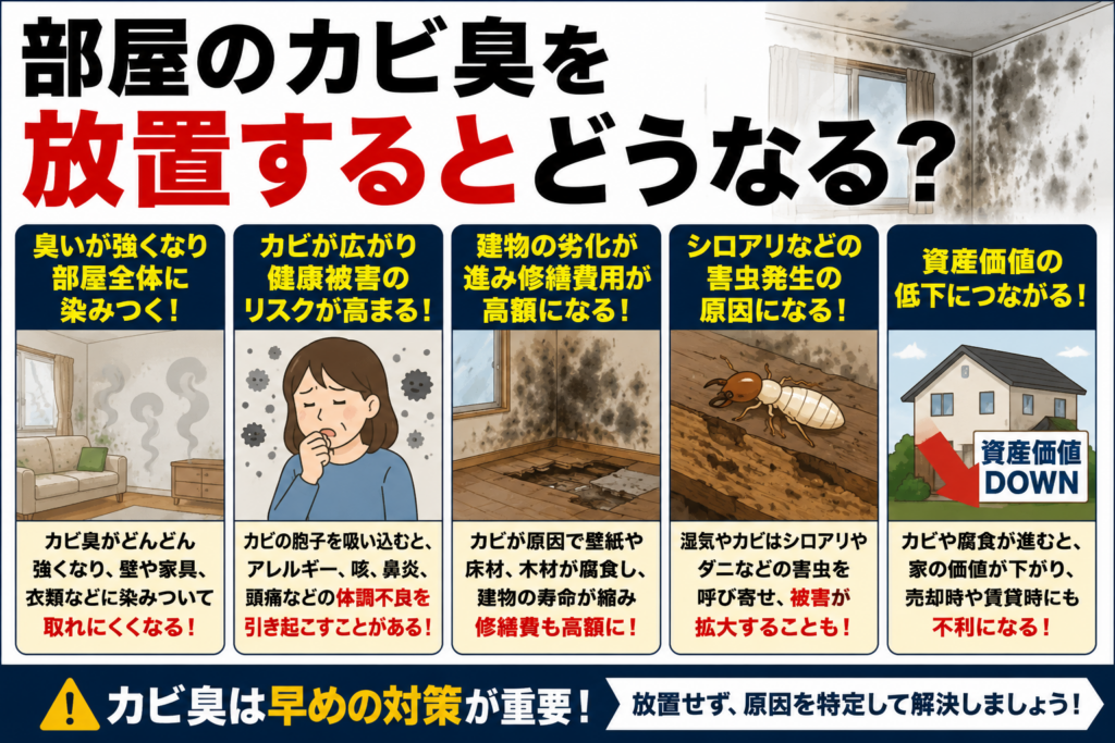 部屋のカビ臭放置リスク