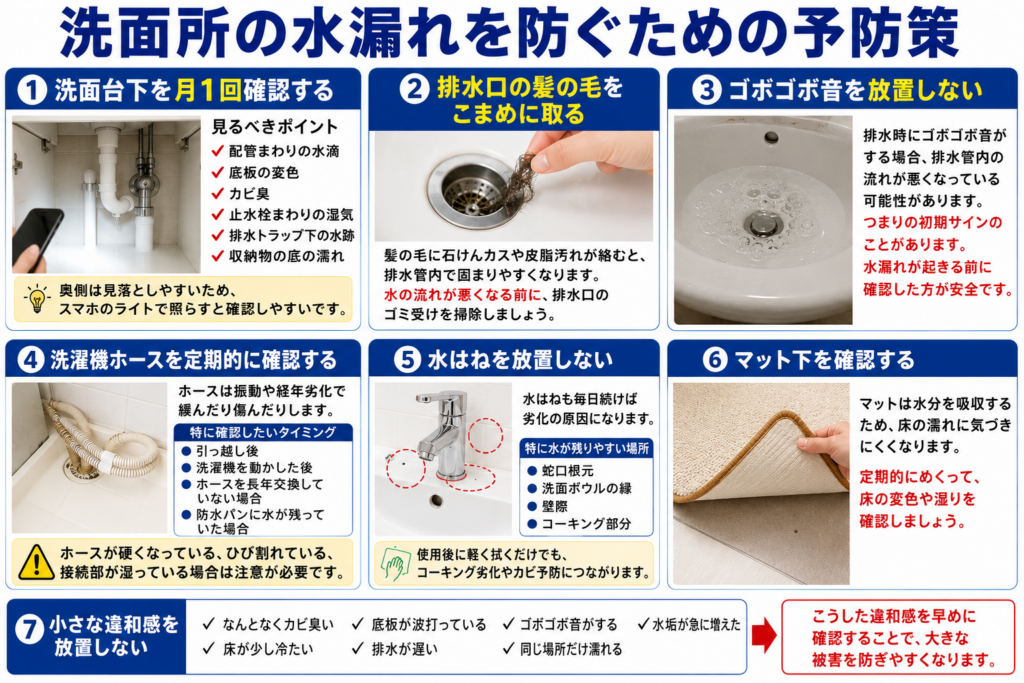 洗面所の水漏れを防ぐための予防策