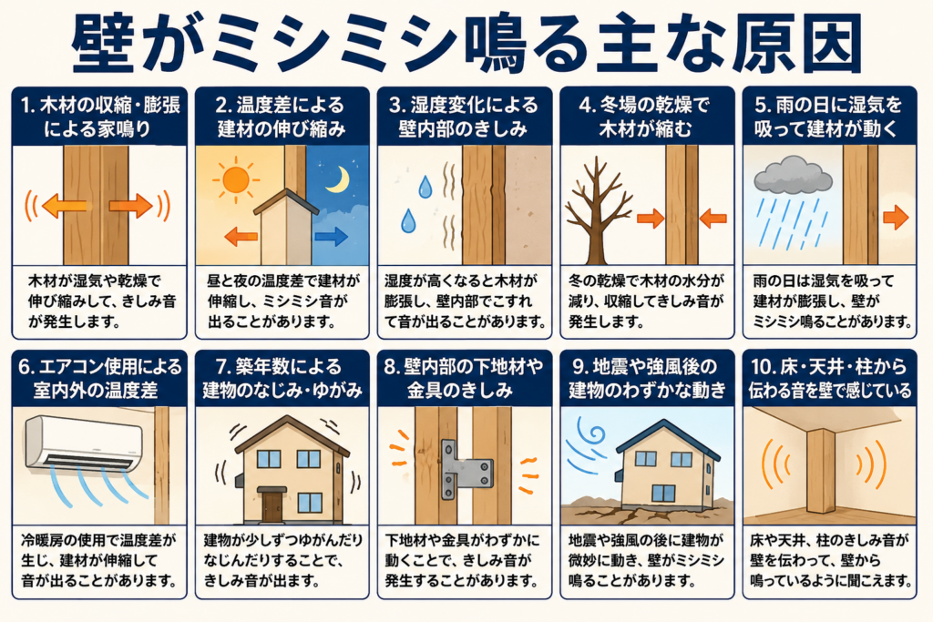 壁がミシミシ鳴る主な原因