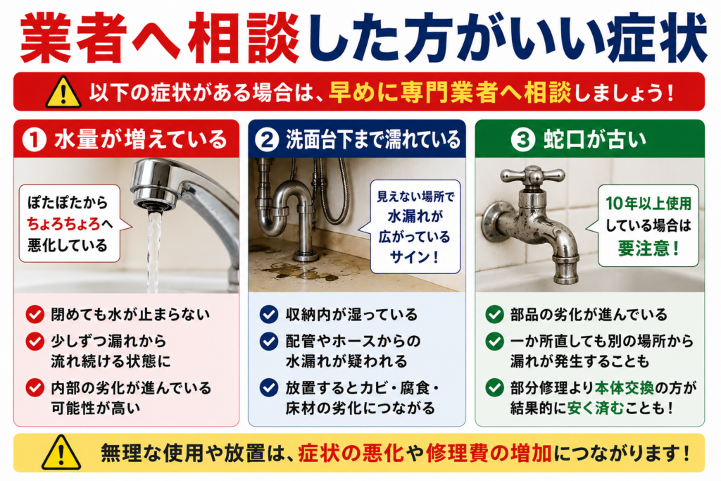 業者へ相談した方がいい症状