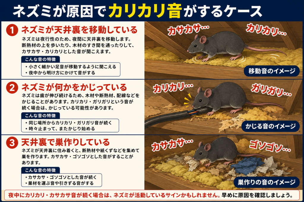 ネズミが原因でカリカリ音がするケース