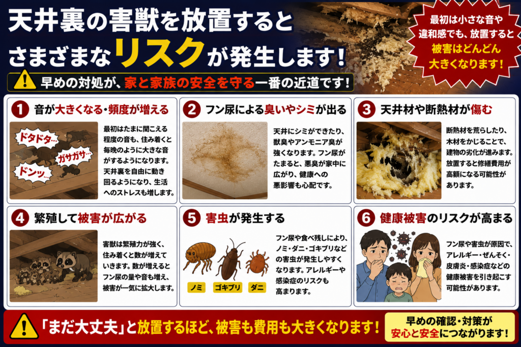 天井裏の害獣を放置するリスク