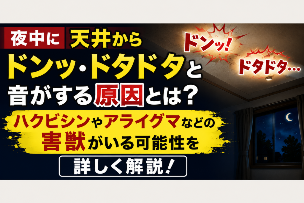 夜中に天井からドンッ・ドタドタと音がする原因とは？ハクビシンやアライグマなどの害獣がいる可能性を詳しく解説