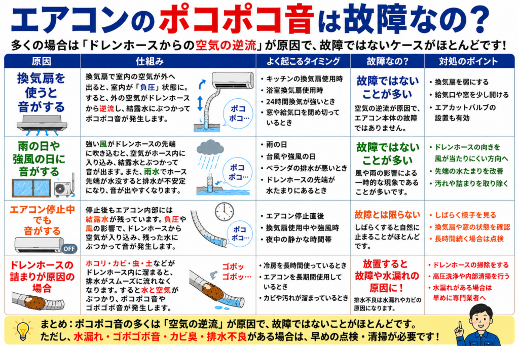 エアコンのポコポコ音は故障なの?