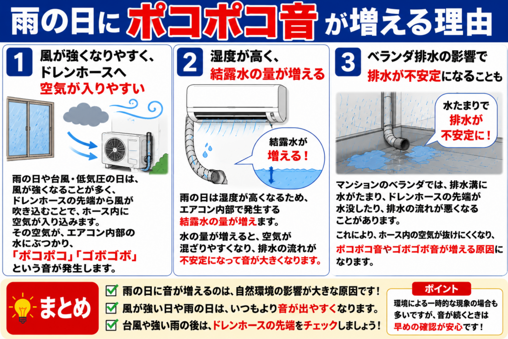 雨の日にポコポコ音が増える理由