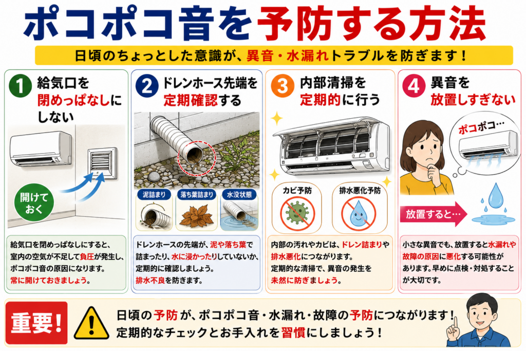 ポコポコ音を予防する方法