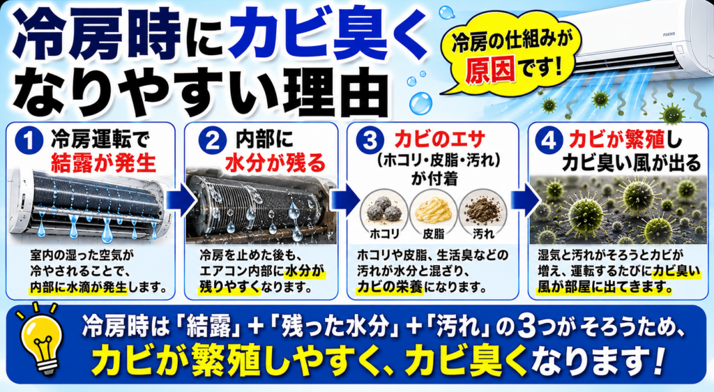 冷房時にカビ臭くなりやすい理由