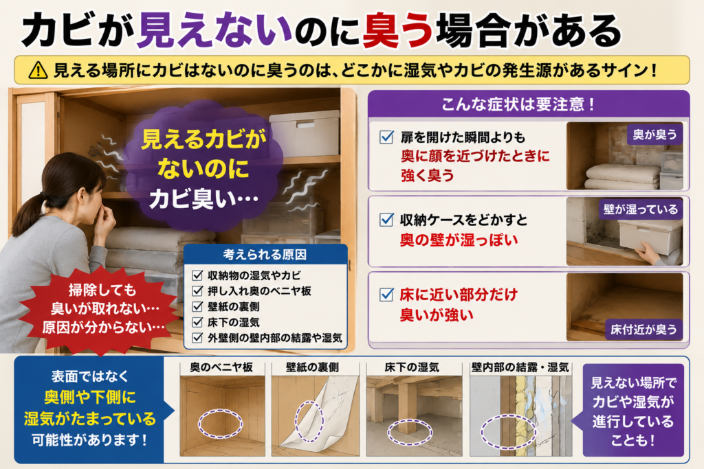 カビが見えないのに臭う場合がある