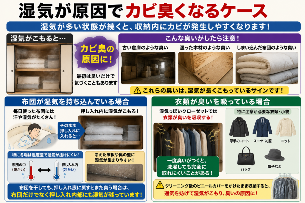 湿気が原因でカビ臭くなるケース