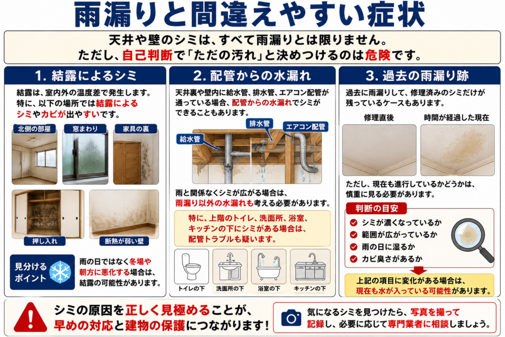 雨漏りと間違えやすい症状