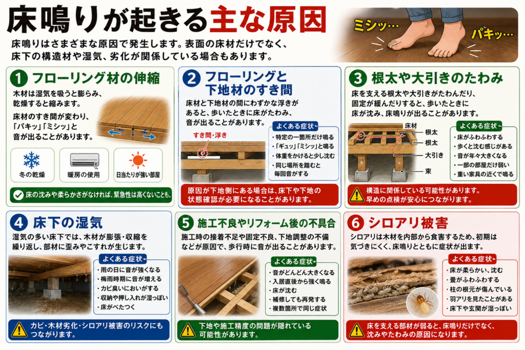 床鳴りが起きる主な原因