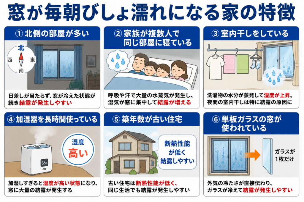 窓が毎朝びしょ濡れになる家の特徴