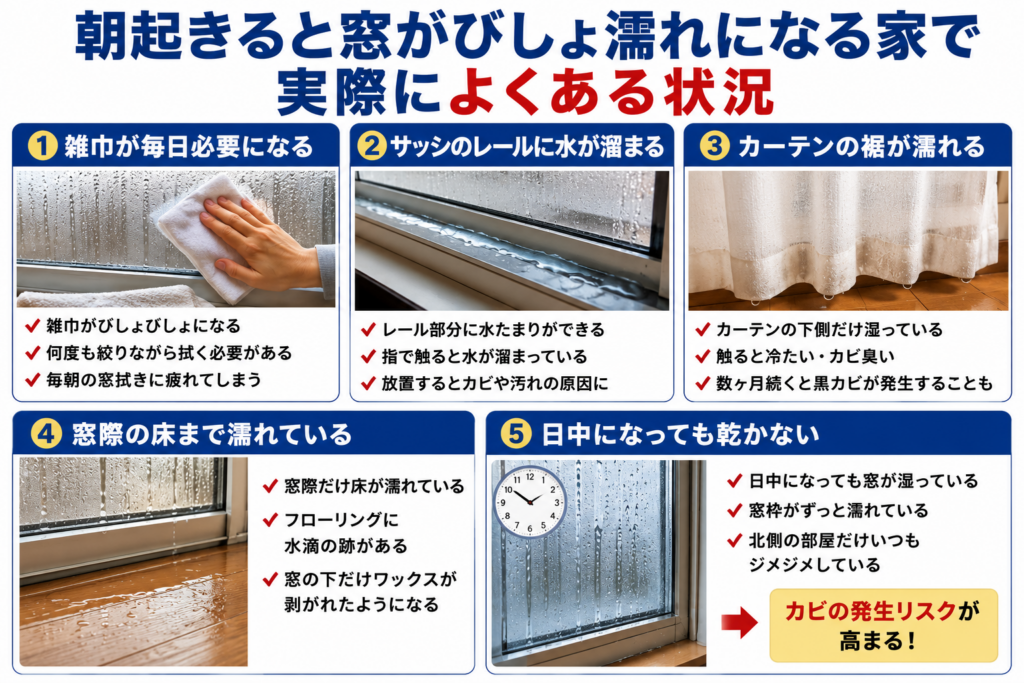 朝起きると窓がびしょ濡れになる家で実際によくある状況