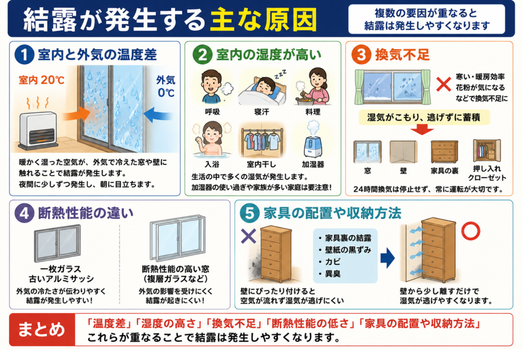 結露が発生する主な原因