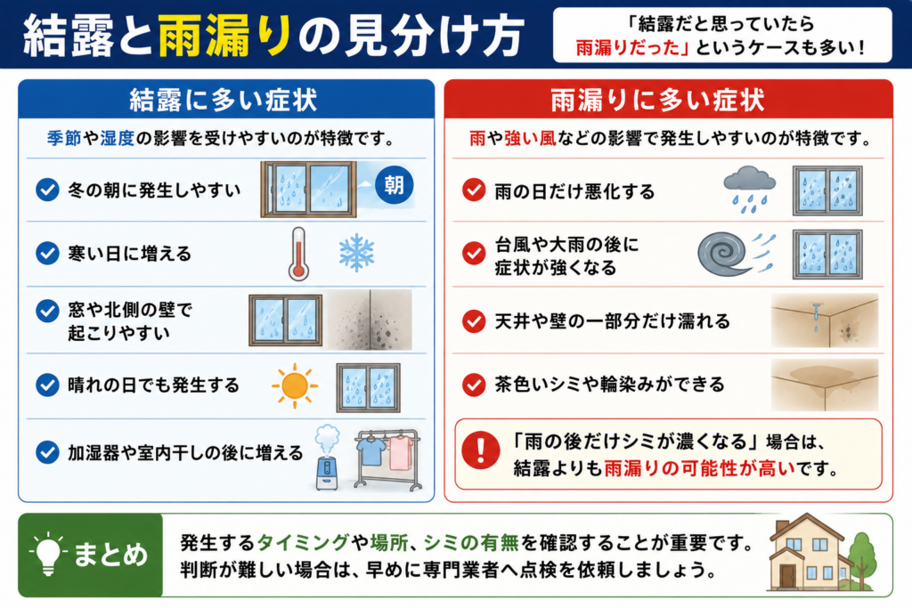 結露と雨漏りの見分け方