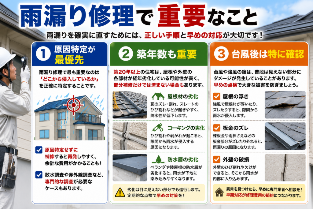 雨漏り修理で重要なこと