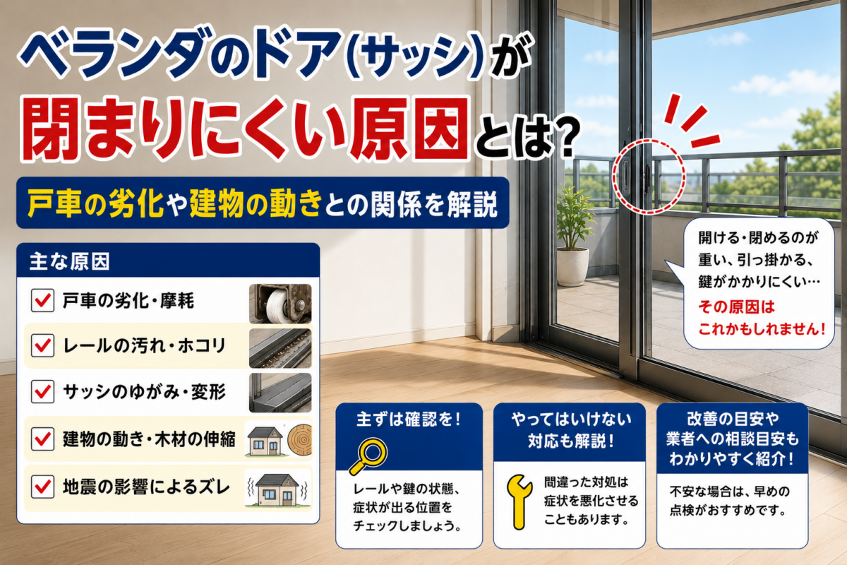 ベランダのドア（サッシ）が閉まりにくい原因とは？
