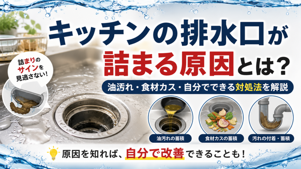 キッチンの排水口が詰まる原因とは？