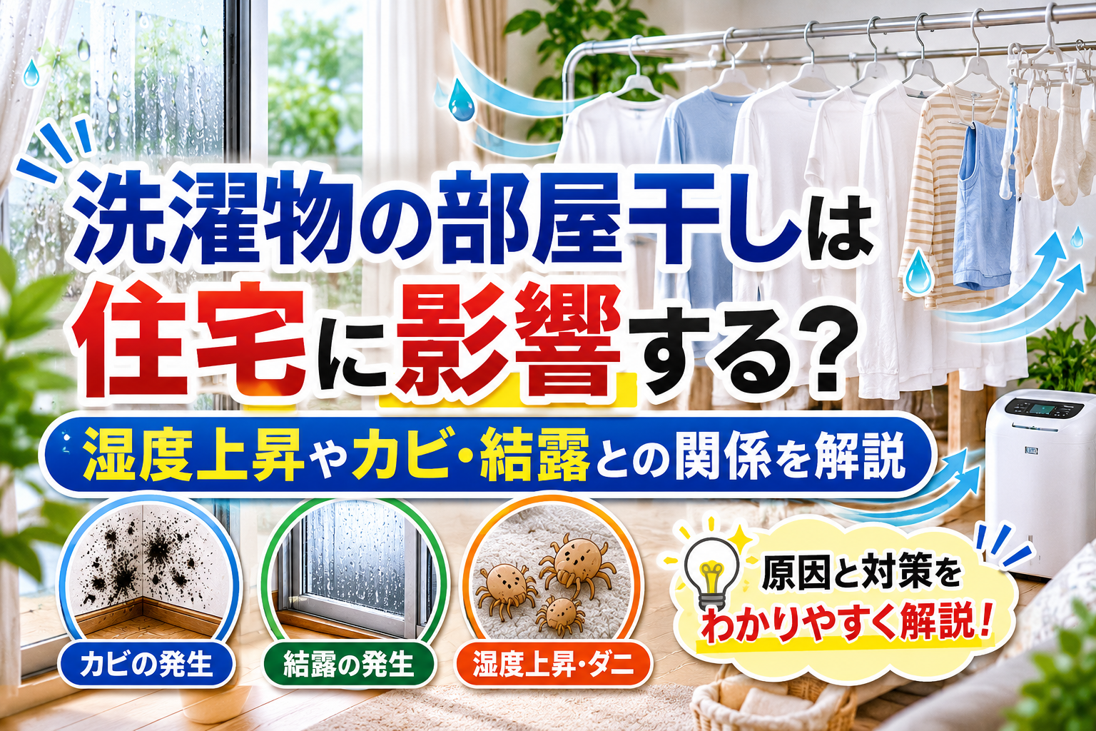 洗濯物の部屋干しは住宅に影響する？