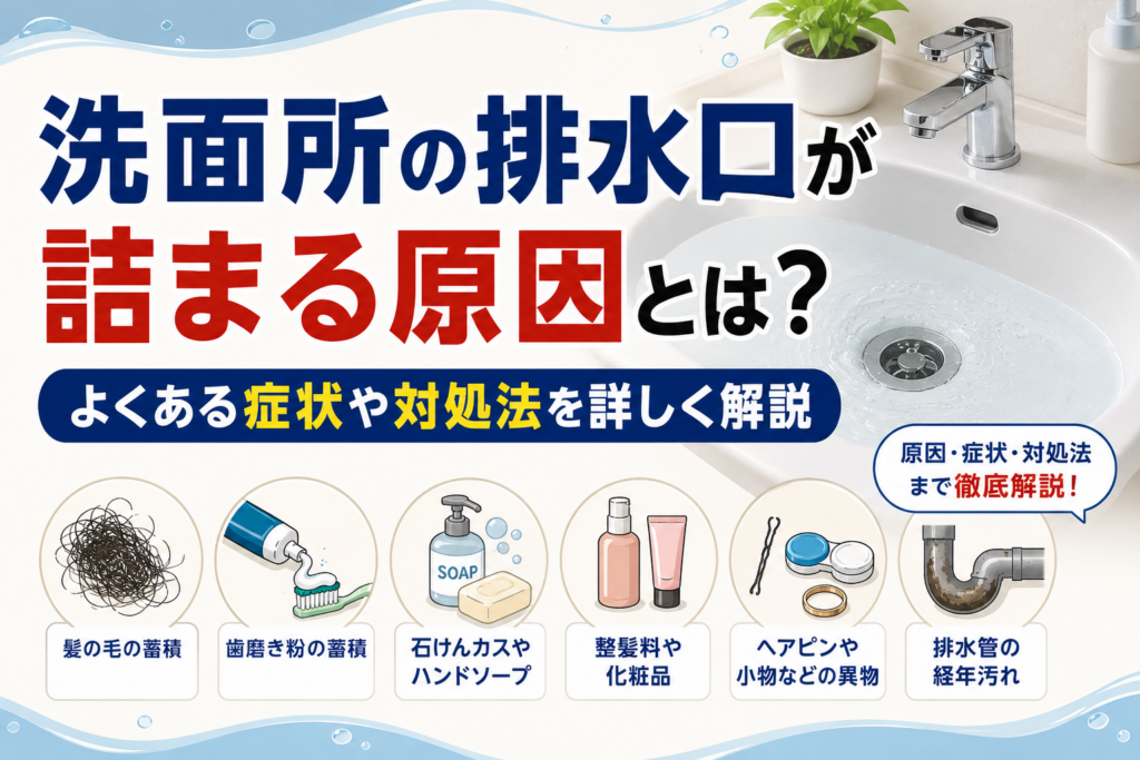 洗面所の排水口が詰まる原因とは？
