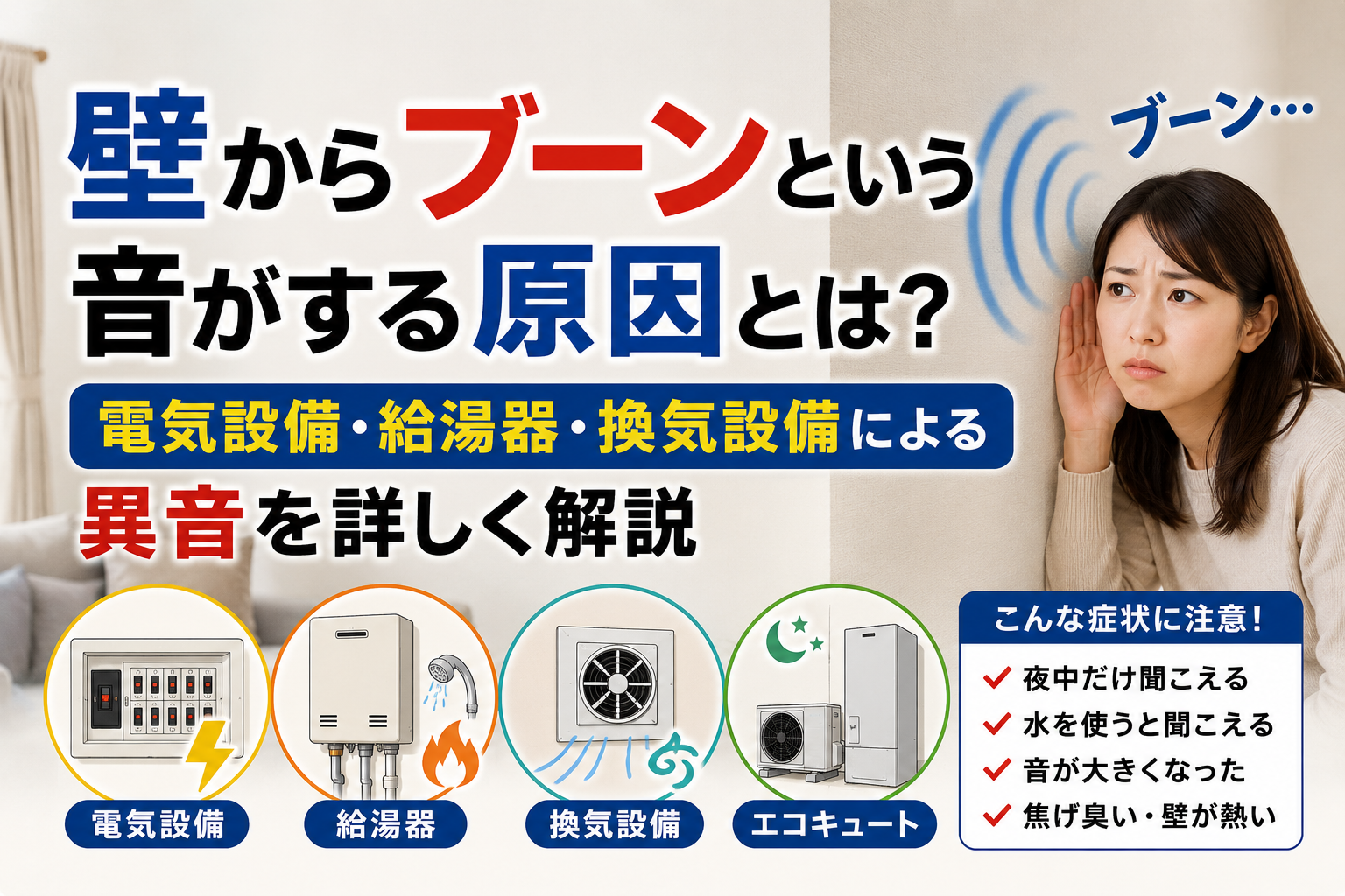 壁からブーン音がする原因とは
