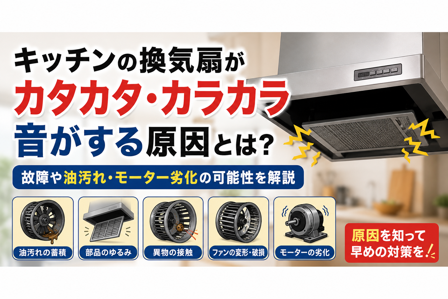 キッチンの換気扇がカタカタ・カラカラ音がする原因とは