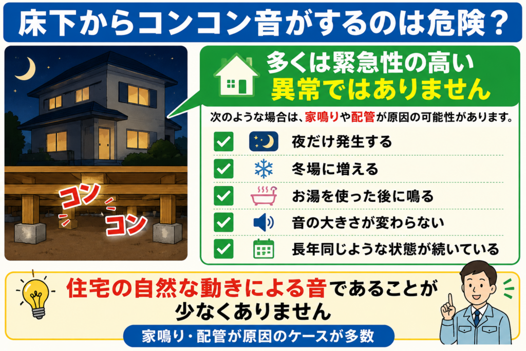 床下からコンコン音がするのは危険？