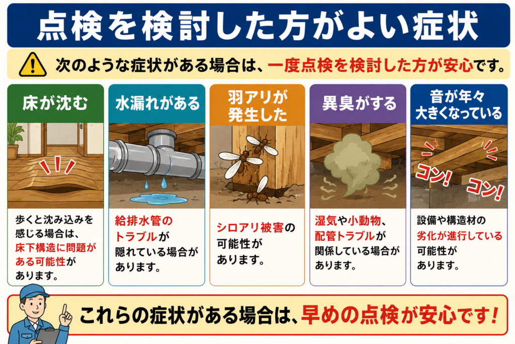 点検を検討した方がよい症状