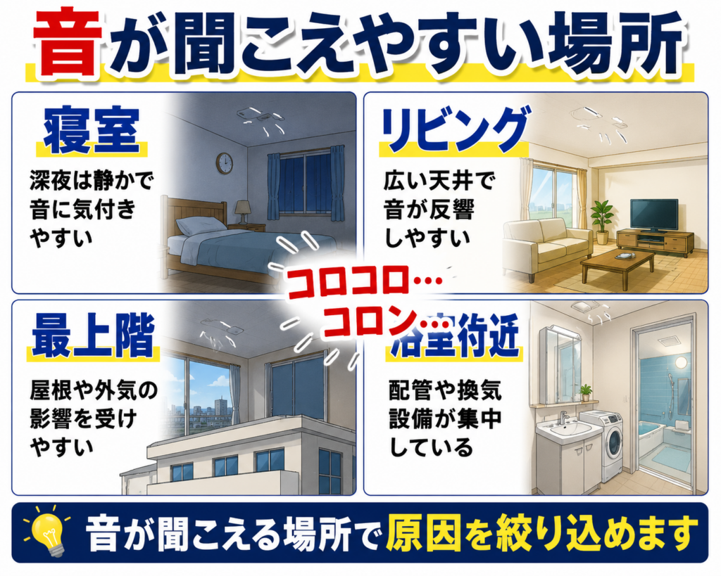 音が聞こえやすい場所