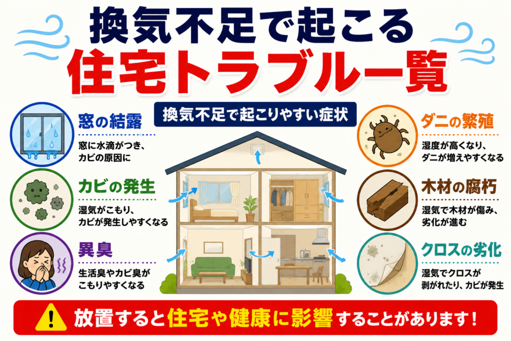 換気不足で起こる住宅トラブル一覧