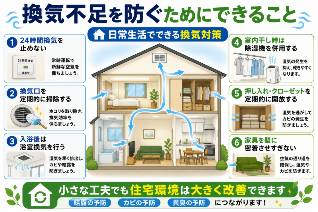 換気不足を防ぐためにできること