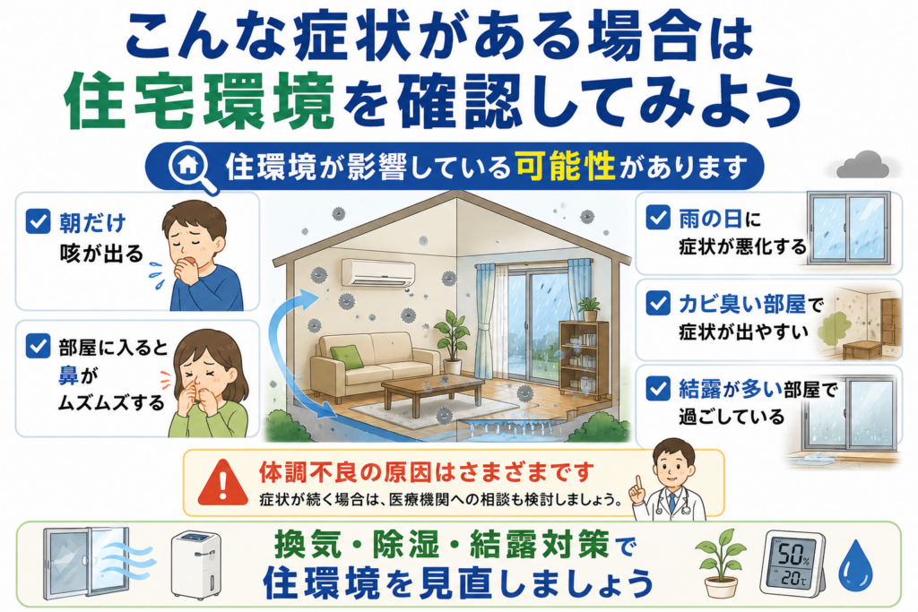 こんな症状がある場合は住宅環境を確認してみよう