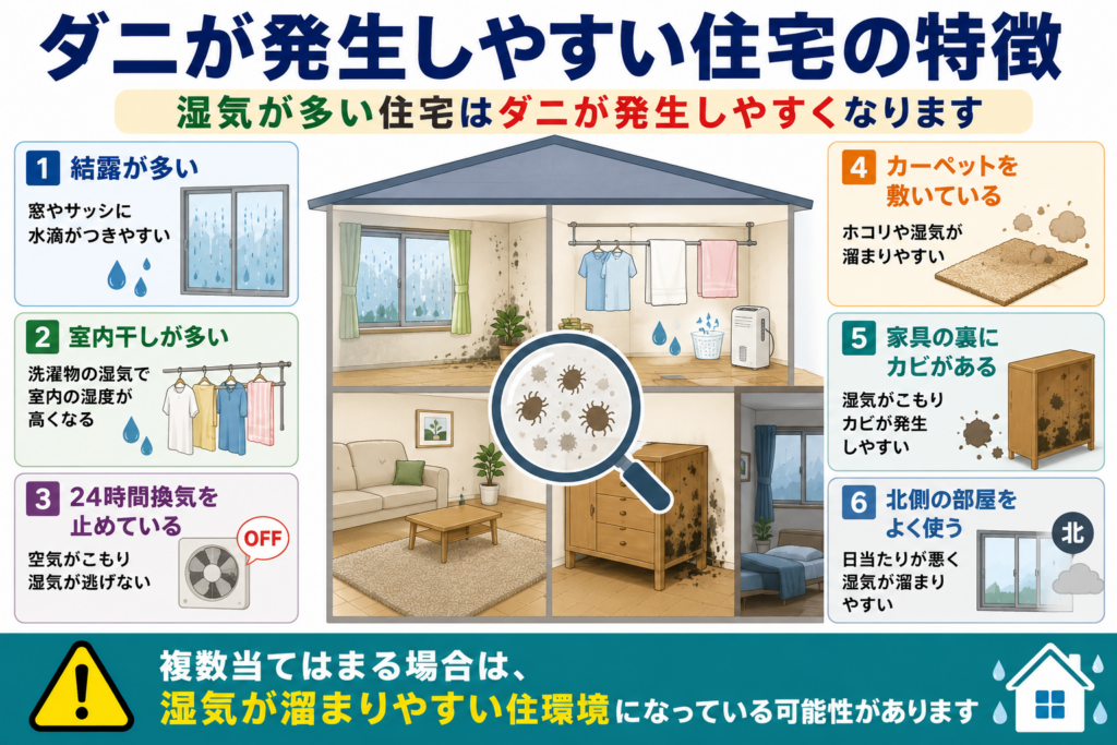 ダニが発生しやすい住宅の特徴