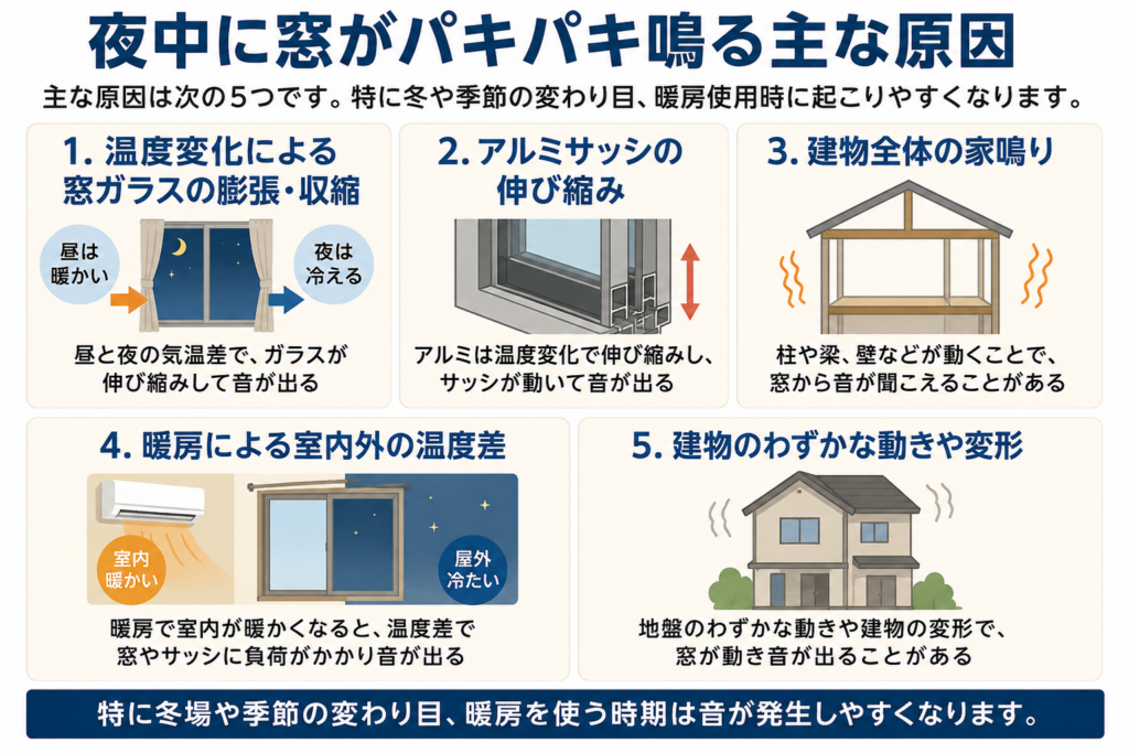 夜中に窓がパキパキ鳴る主な原因