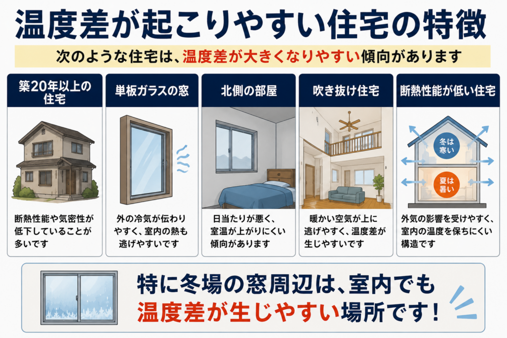 温度差が起こりやすい住宅の特徴