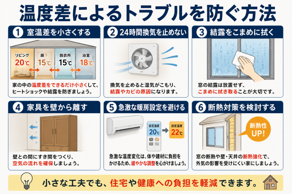 温度差によるトラブルを防ぐ方法