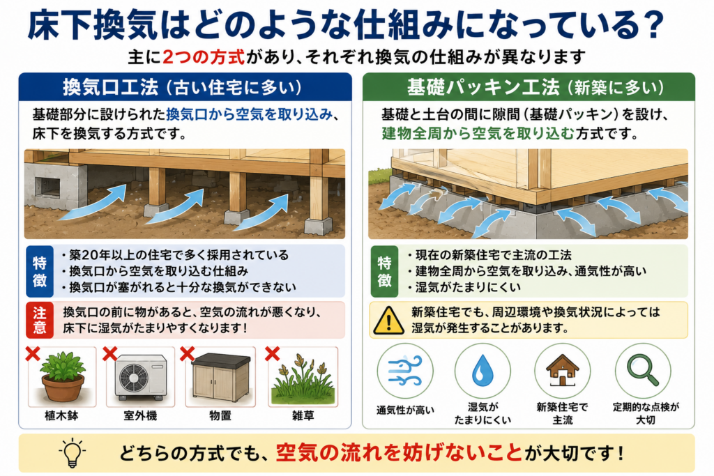 床下換気はどのような仕組みになっている？
