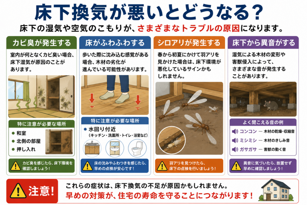 床下換気が悪いとどうなる？