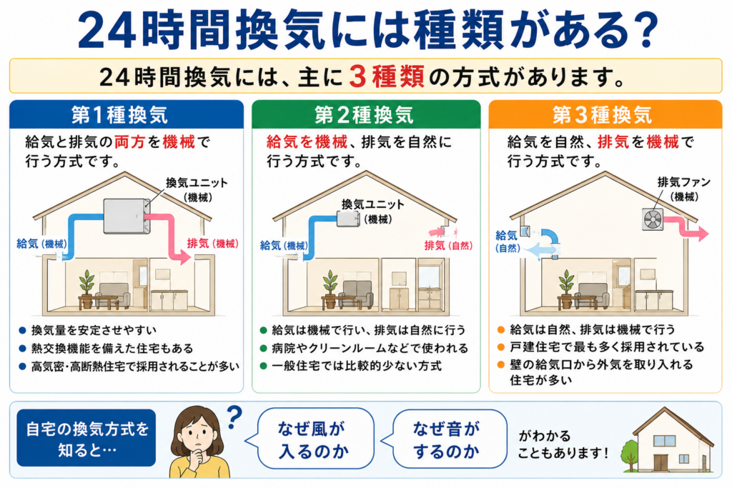 ２４時間換気には種類がある？