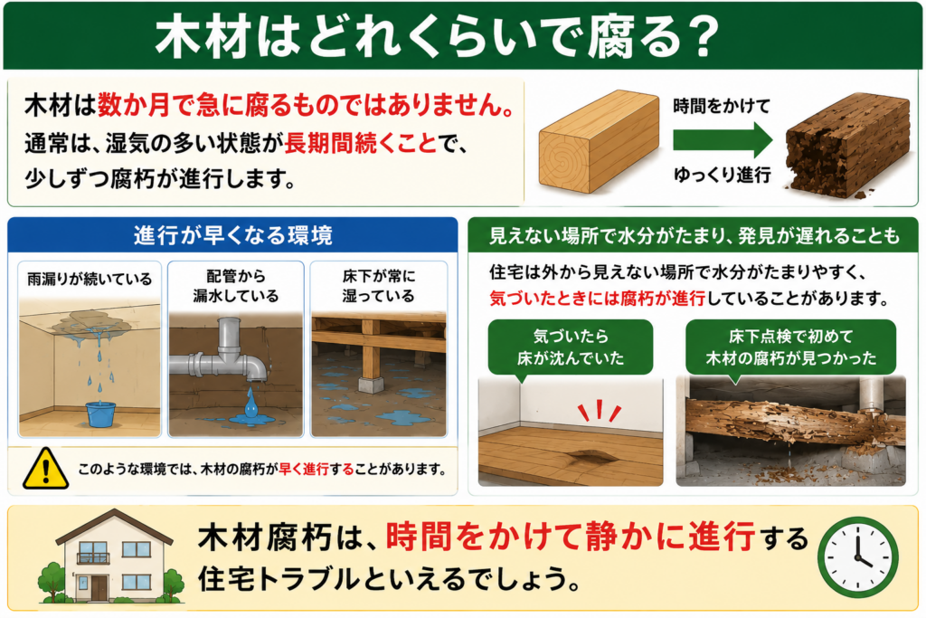 木材はどれくらいで腐る？